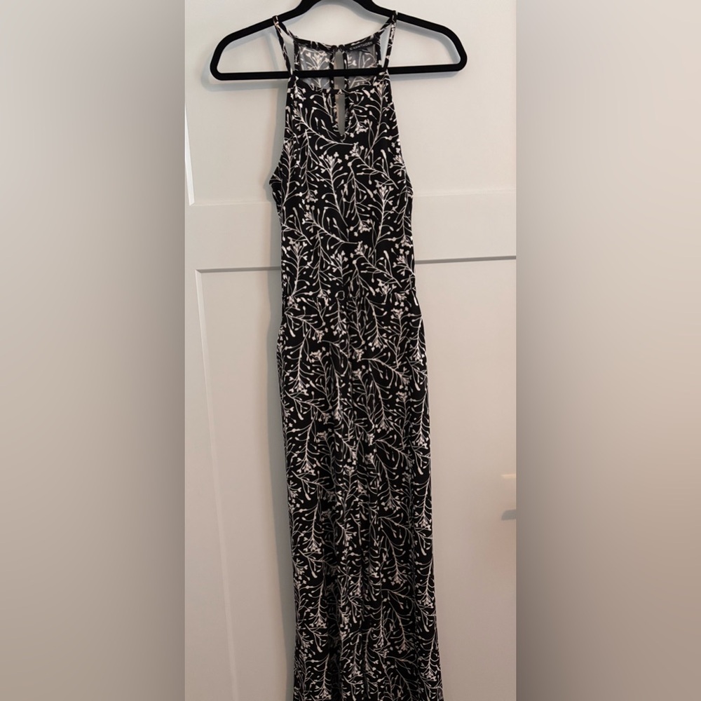 Black and White Patterned Wide Leg Jumpsuit